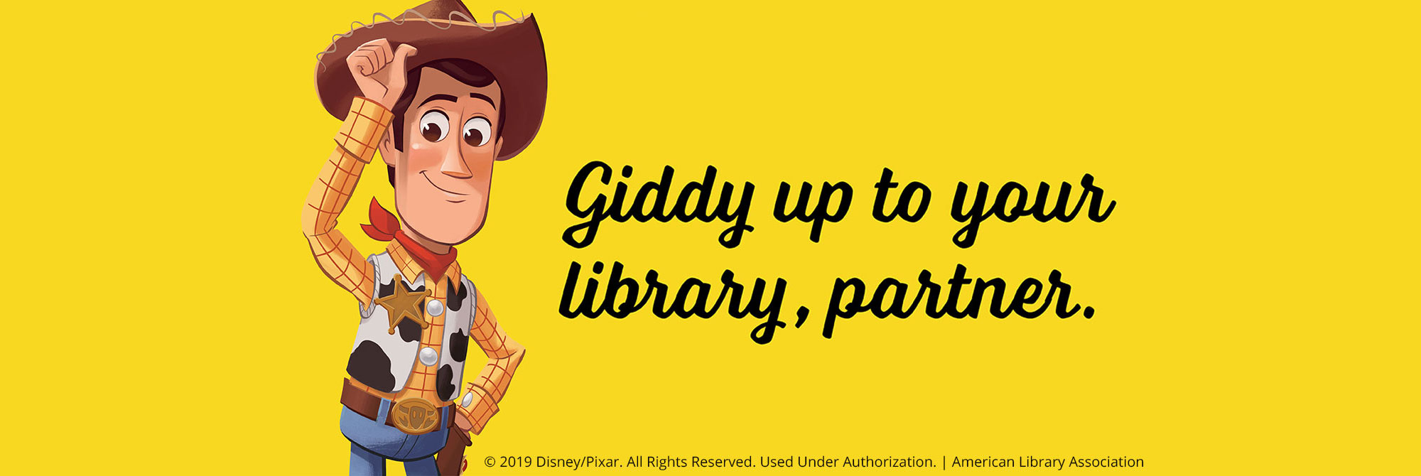 giddy up to your library partner for library card sign up month