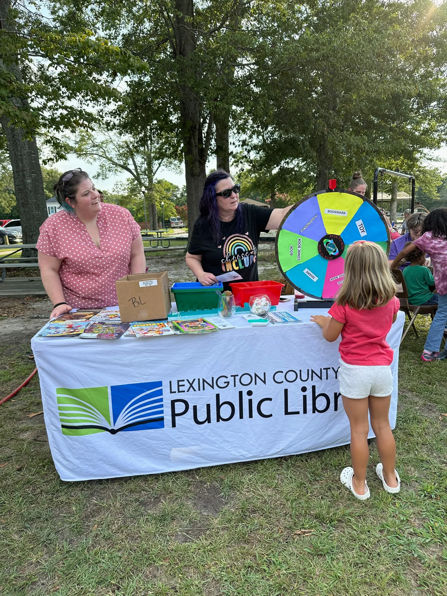 library booth at Batesburg-Leesville's National Night Out event