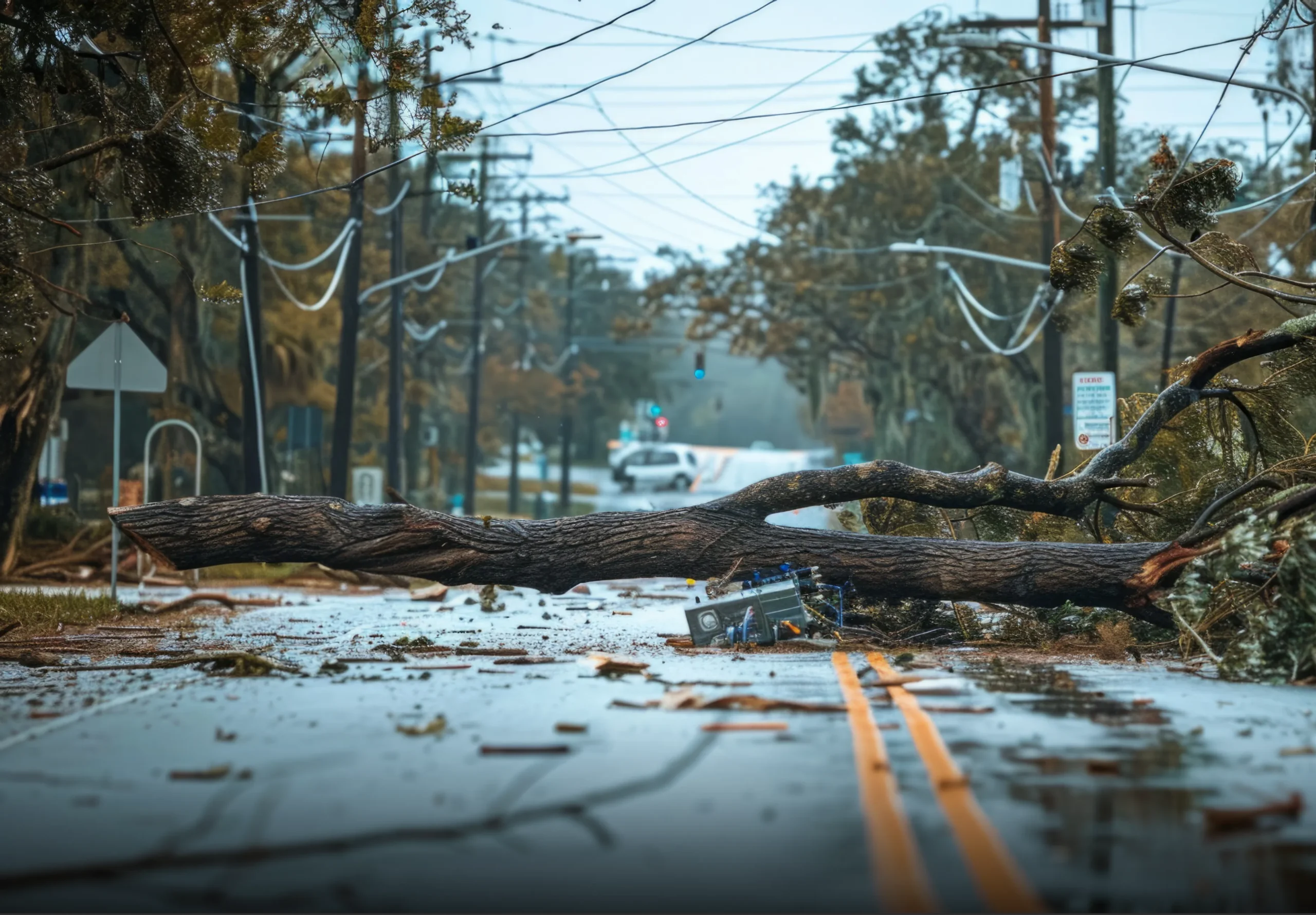 tree branch fallen on road